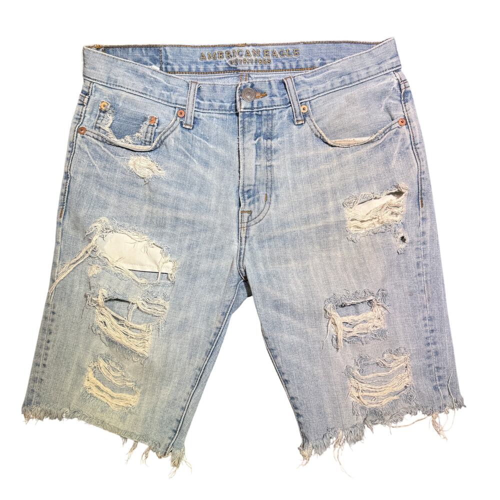 American Eagle Outfitters Jean Shorts Size 30 Men's Distressed Light Wash